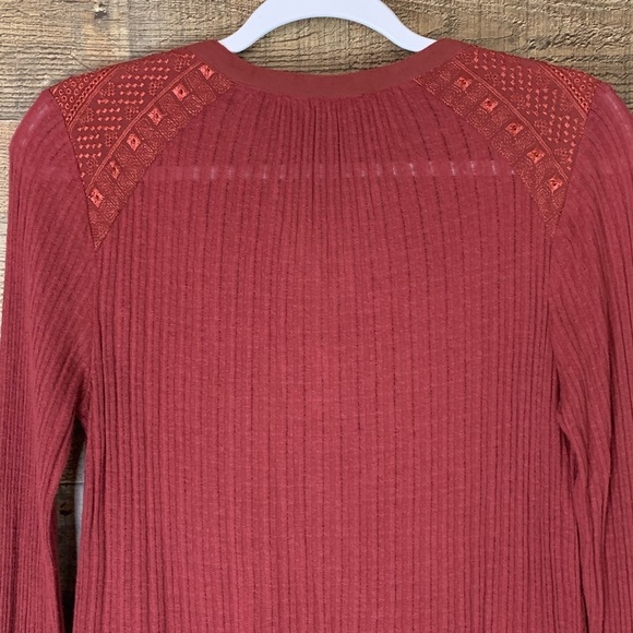 Lucky Brand rust orange blouse top long sleeve Size Small - Picture 9 of 11